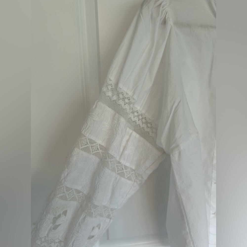 Anthropologie Love The Label Puff-Sleeved Lace Buttondown - Picture 7 of 15